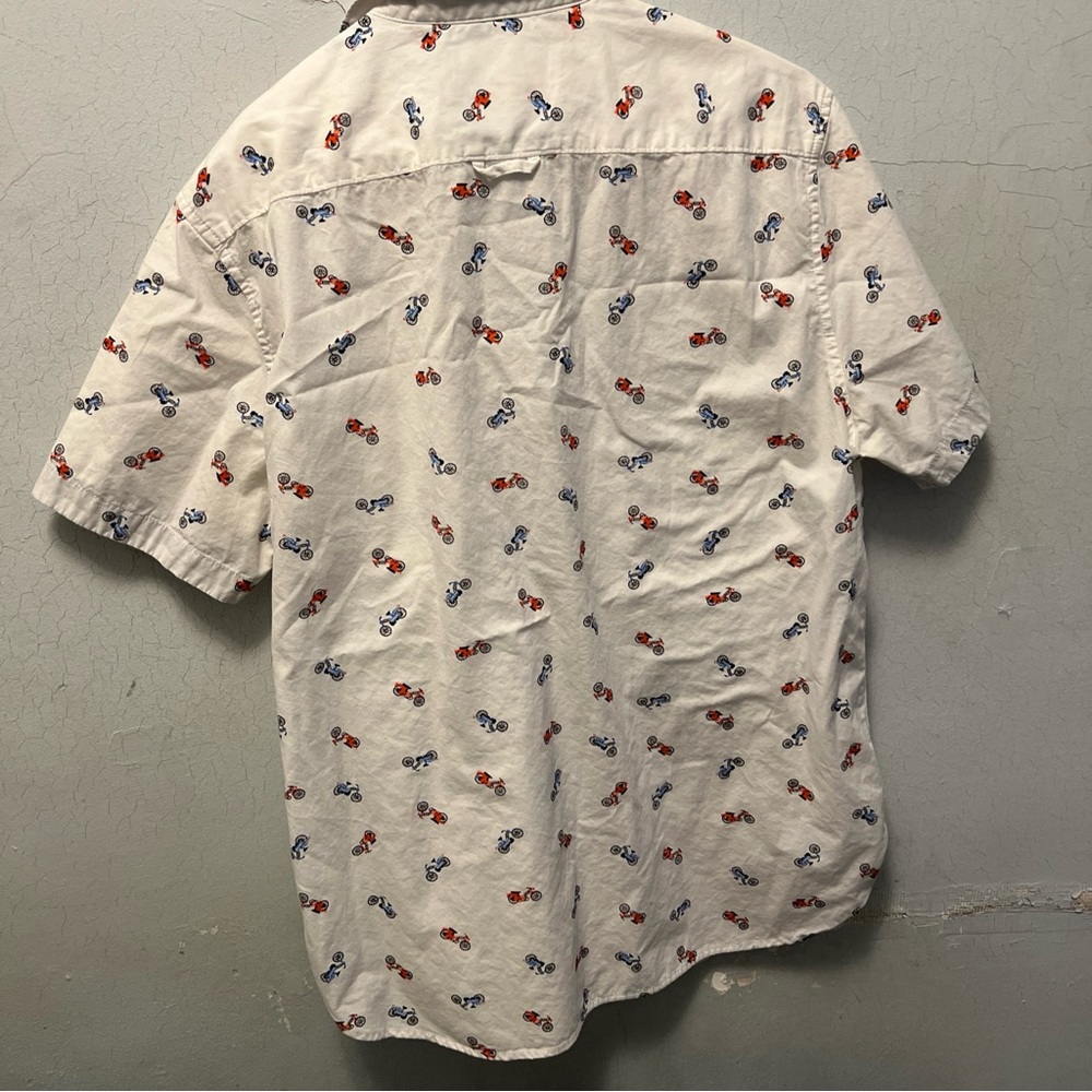 denim and flower shirt slim fit Mens Large White Bicycle Print - Picture 3 of 4
